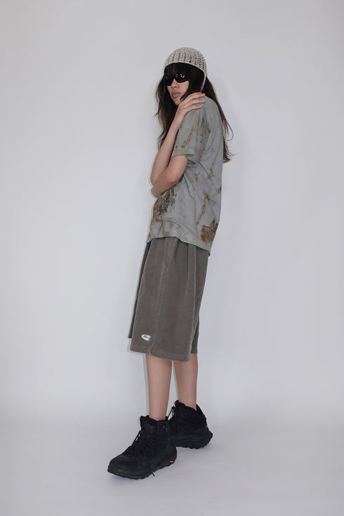 Mayte × Cycle ECHO STAR WASHED HALF PANTS -BROWN- *Last1